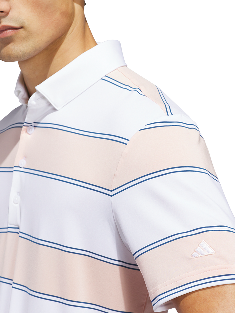 adidas Ultimate365+ Jumbo Stripe Climacool Polo Shirt - White/Blush Pink