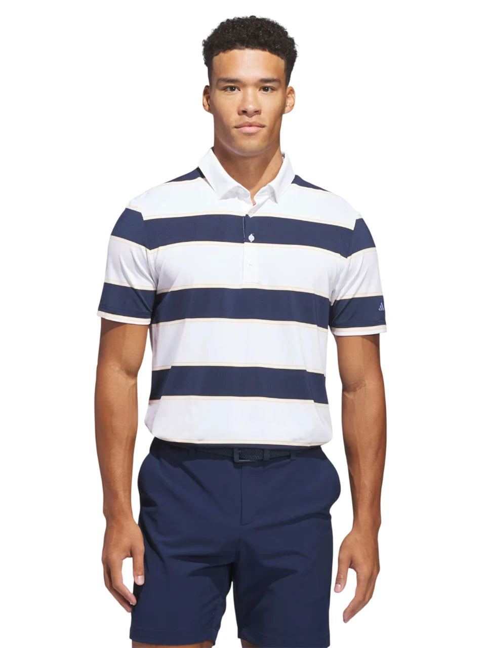 adidas Ultimate365+ Jumbo Stripe Climacool Polo Shirt - White/Collegiate Navy
