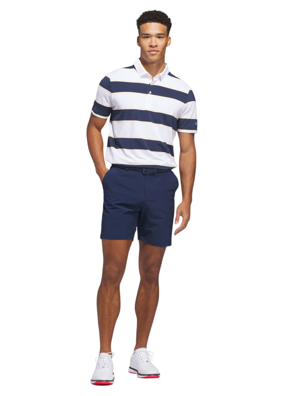 adidas Ultimate365+ Jumbo Stripe Climacool Polo Shirt - White/Collegiate Navy