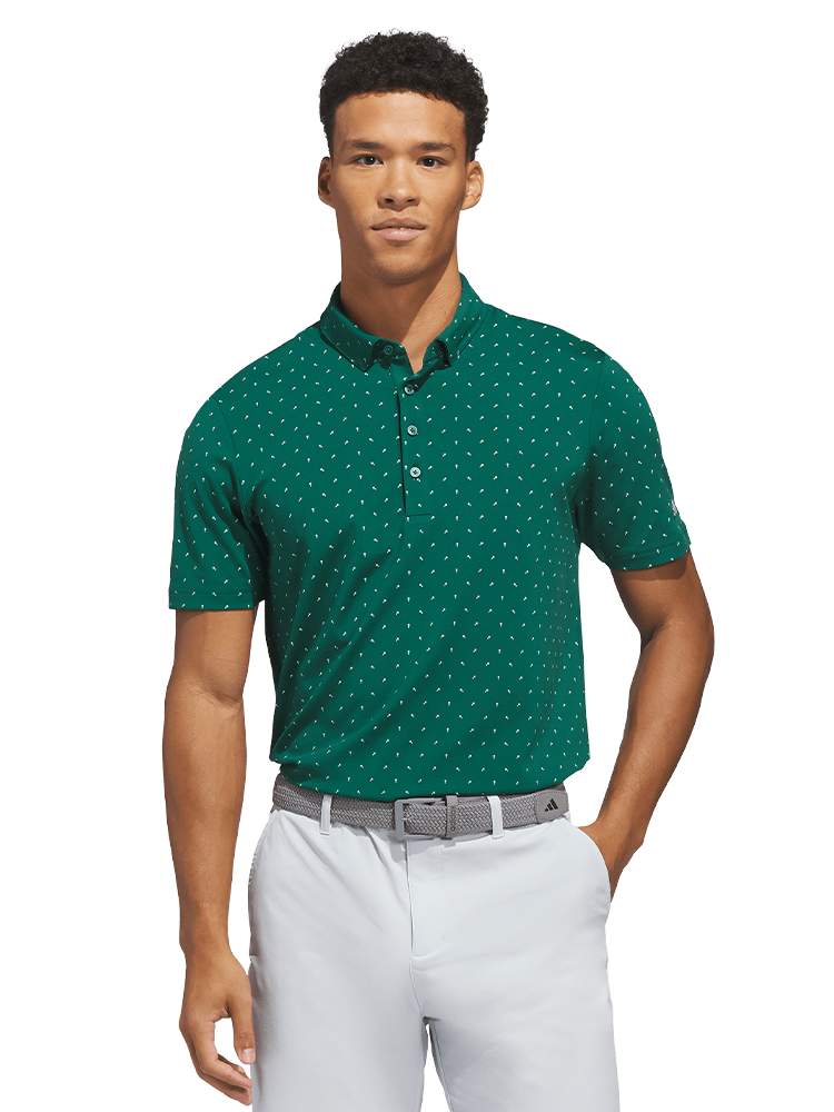 adidas Ultimate365+ Micro Print Polo Shirt - Collegiate Green/White