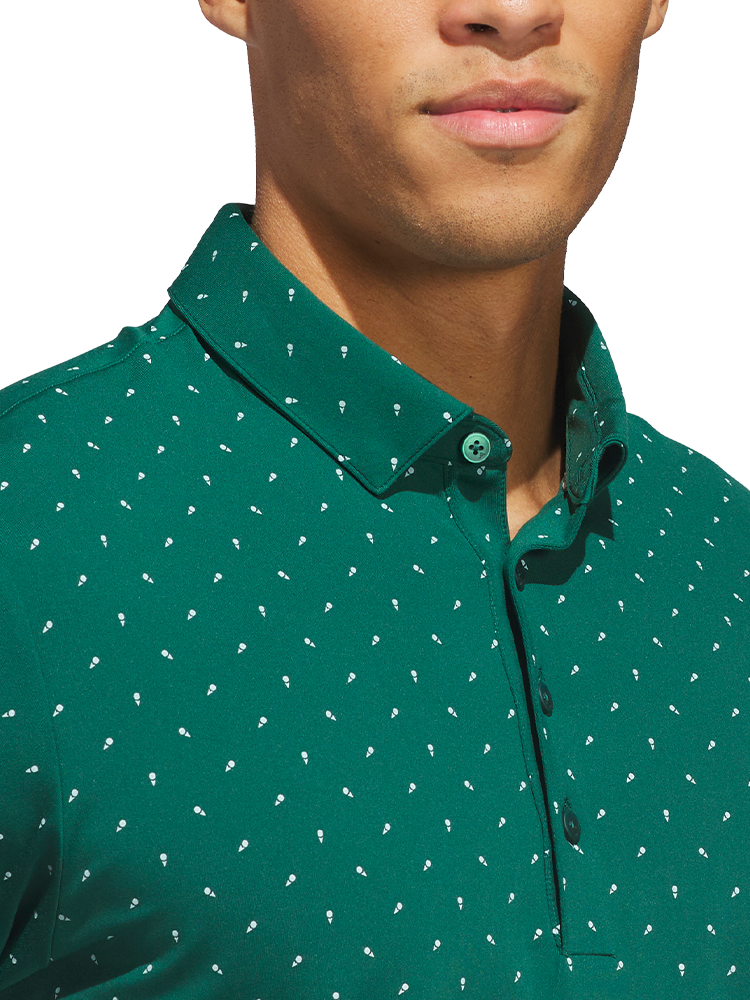 adidas Ultimate365+ Micro Print Polo Shirt - Collegiate Green/White