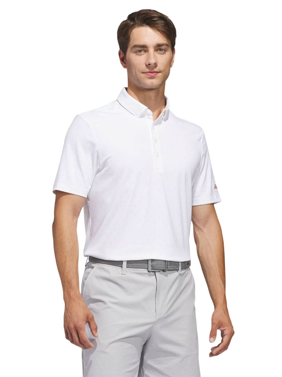 adidas Ultimate365+ Micro Print Polo Shirt - White/Semi Ice Tangerine
