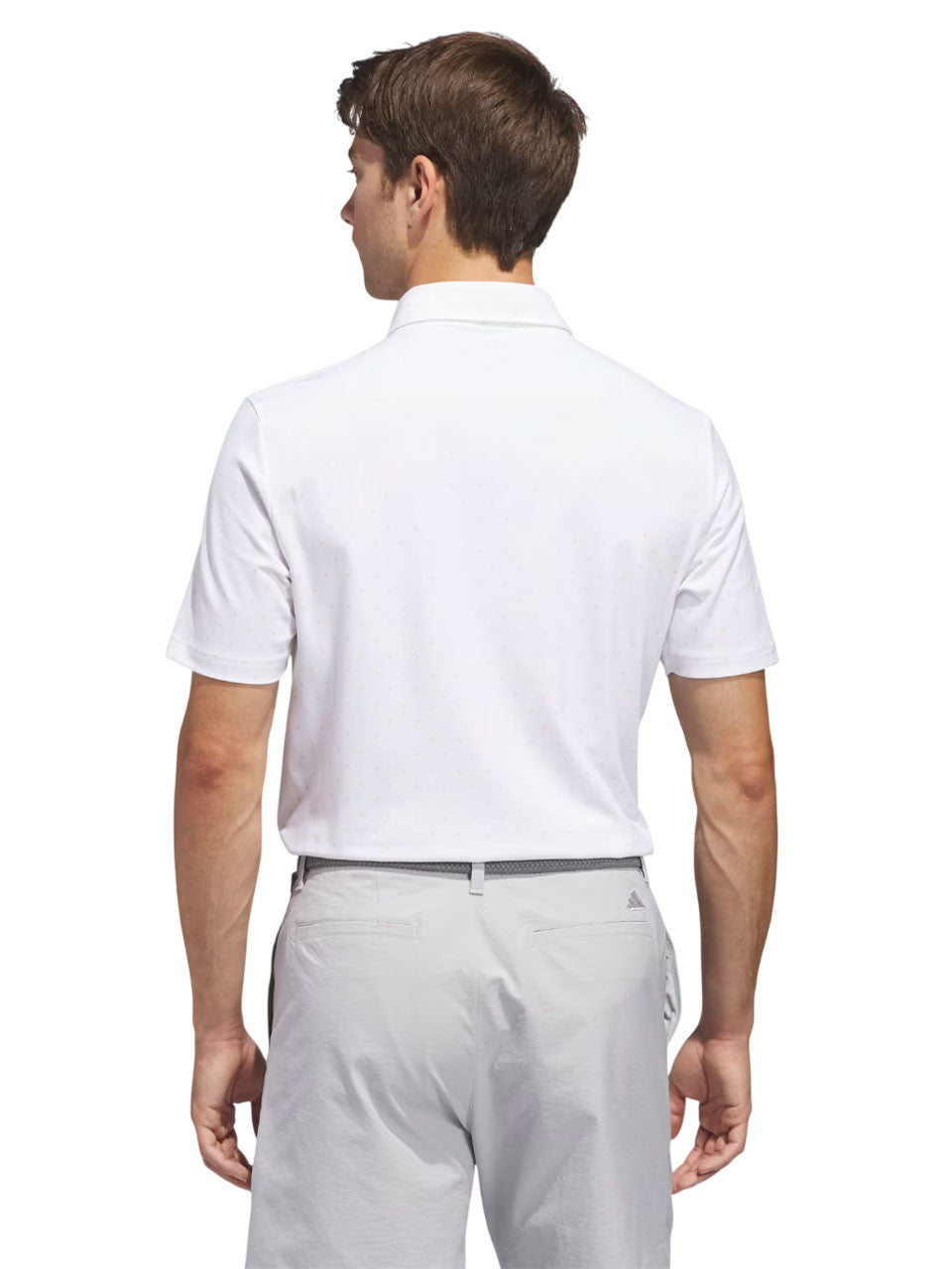 adidas Ultimate365+ Micro Print Polo Shirt - White/Semi Ice Tangerine