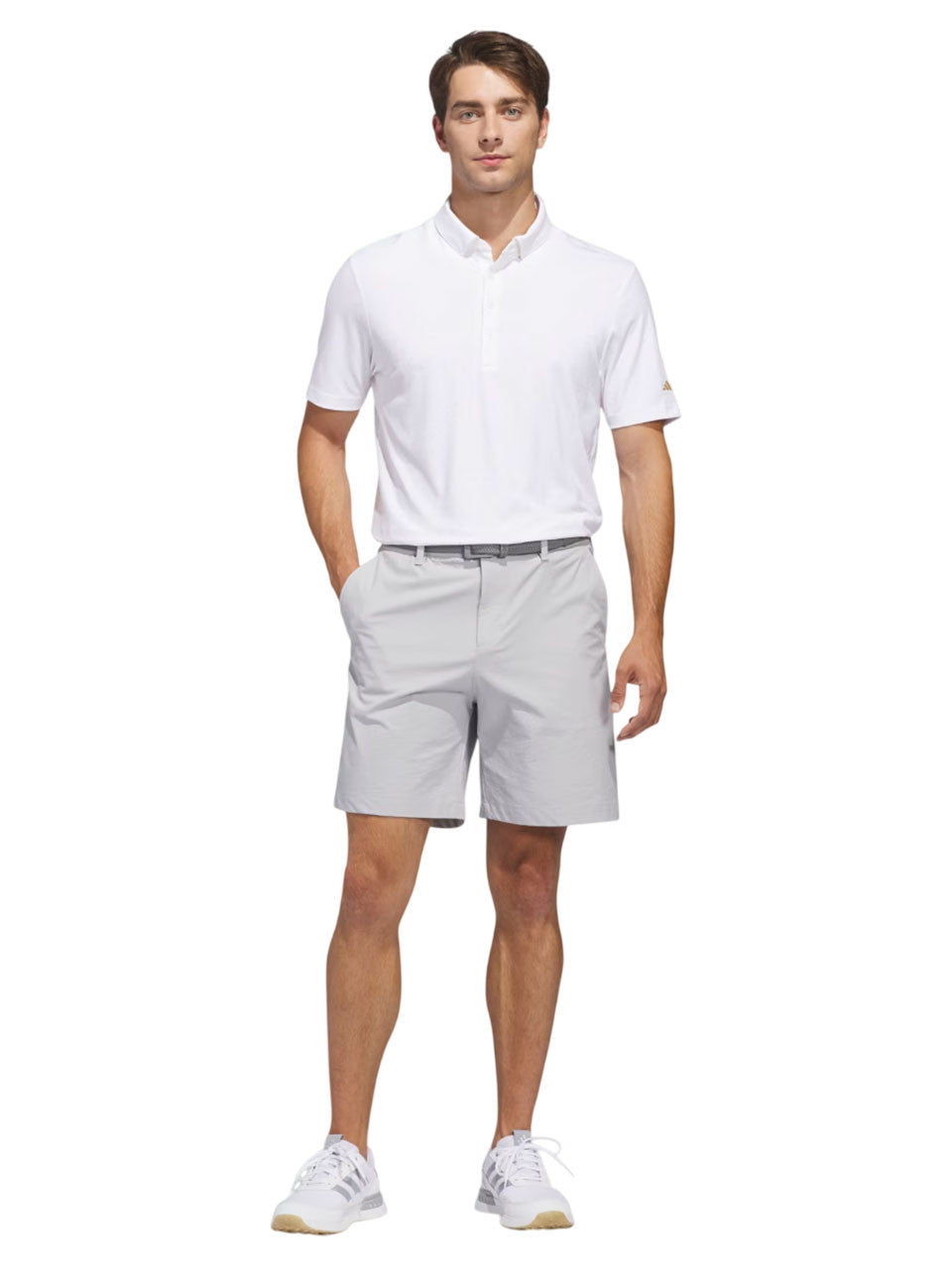 adidas Ultimate365+ Micro Print Polo Shirt - White/Semi Ice Tangerine