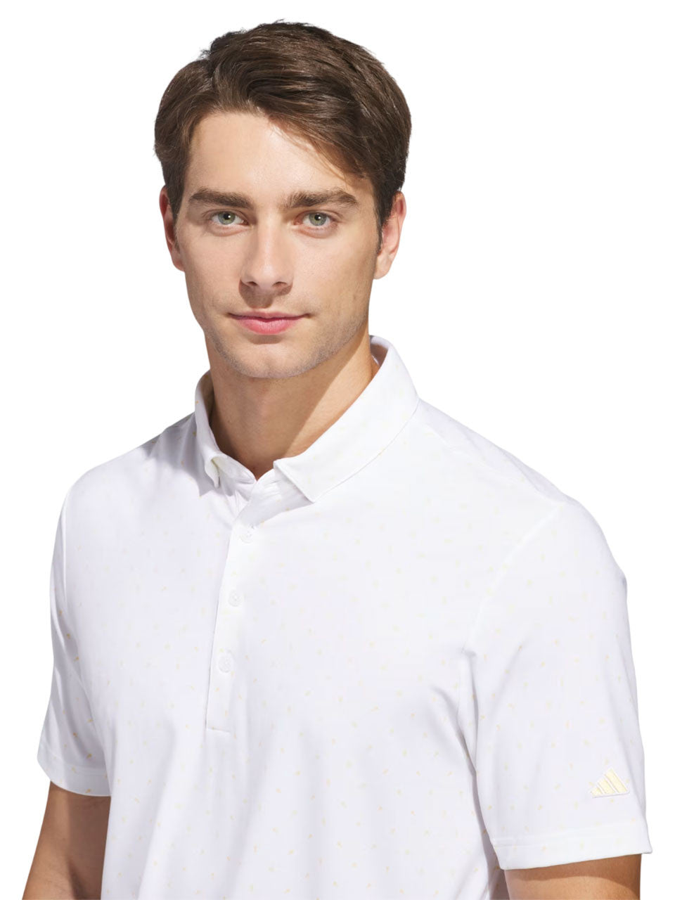 adidas Ultimate365+ Micro Print Polo Shirt - White/Semi Ice Tangerine