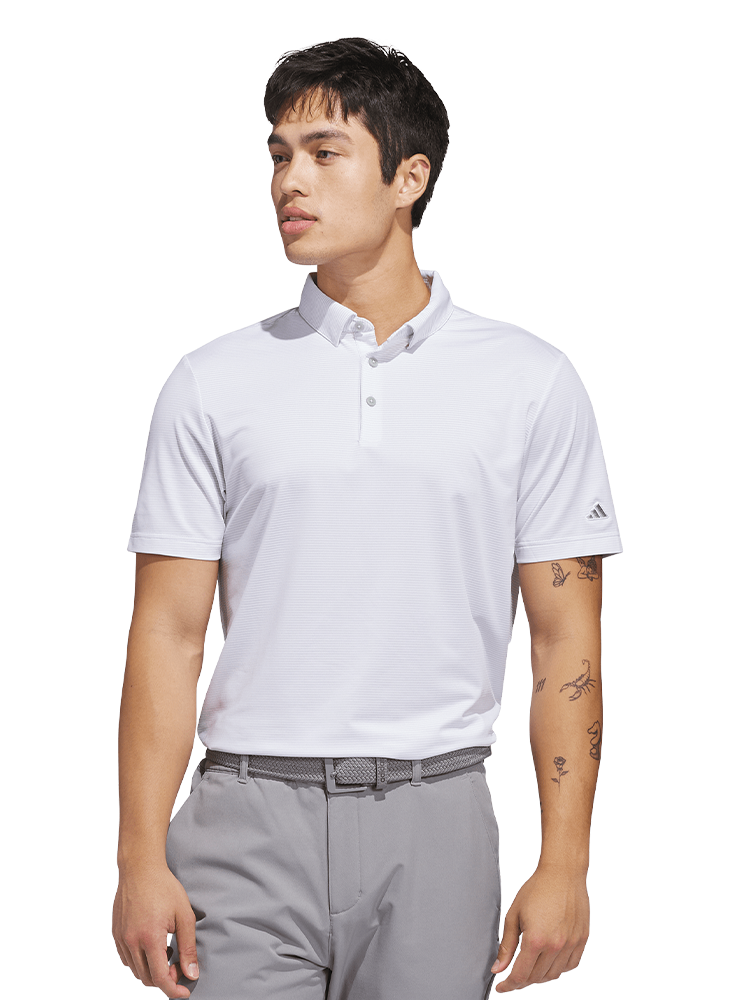 adidas Ultimate365+ Pencil Stripe Climacool Polo Shirt - White/Wonder Sage