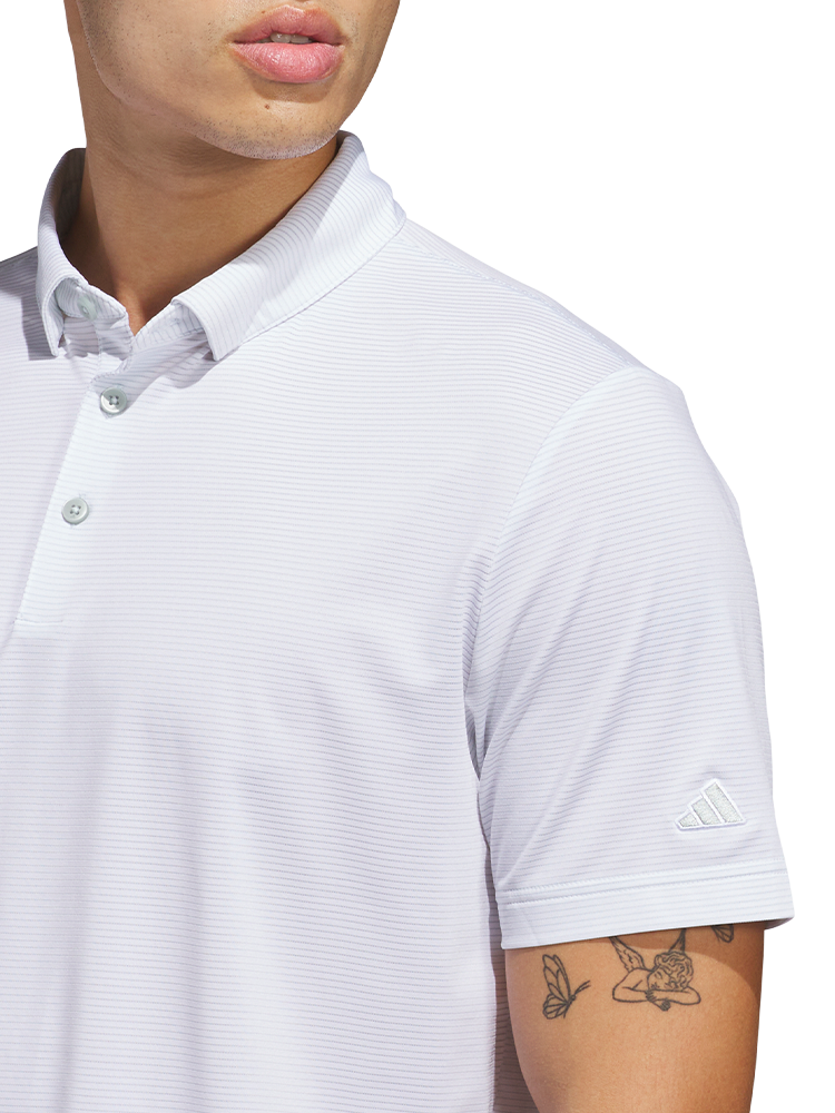 adidas Ultimate365+ Pencil Stripe Climacool Polo Shirt - White/Wonder Sage