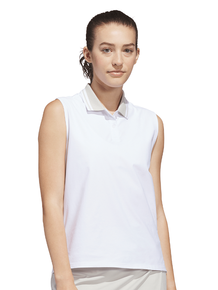 adidas Womens Beyond Twistknit Polo Shirt - White/Wonder Alumina