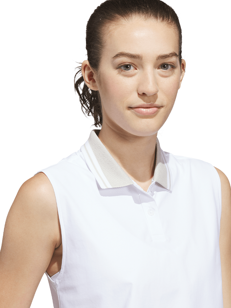 adidas Womens Beyond Twistknit Polo Shirt - White/Wonder Alumina