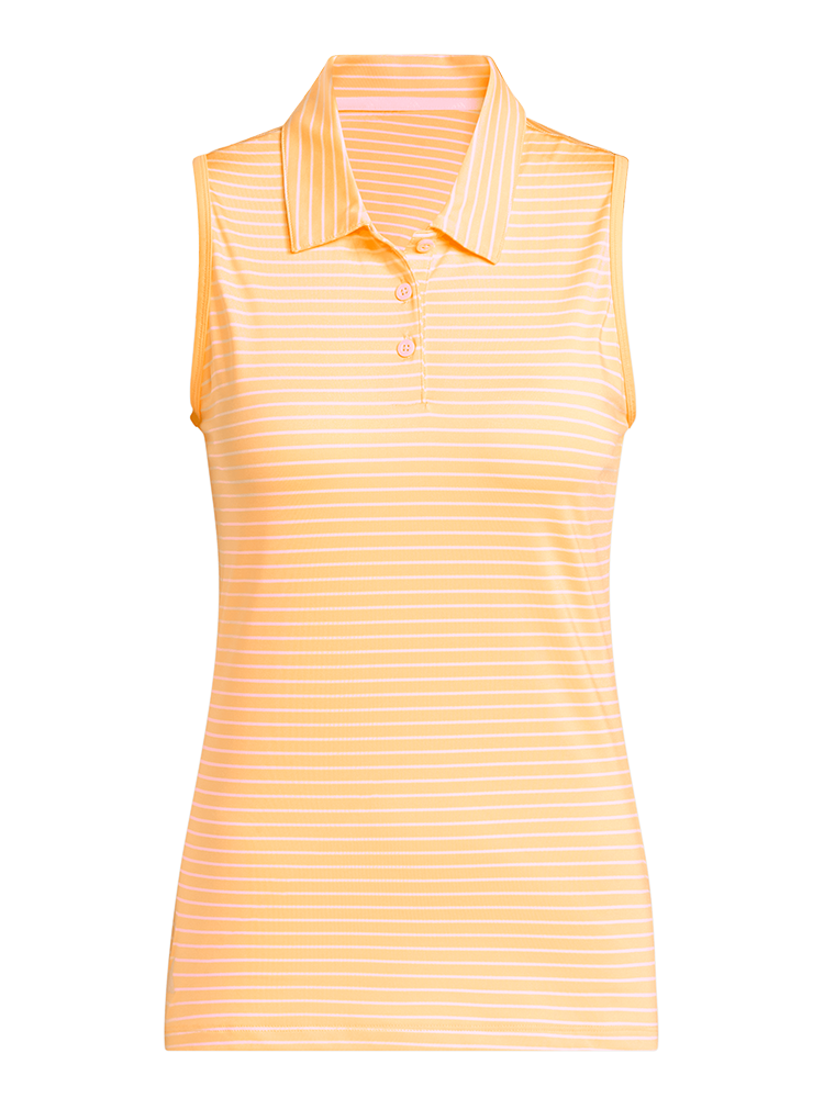 adidas Womens Performance Stripe Sleeveless Polo - Semi Ice Tangerine
