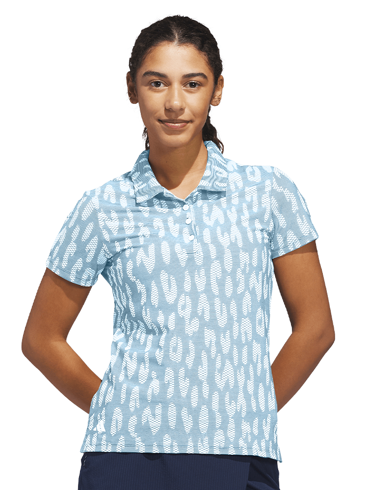 adidas Womens Ultimate365 Jacquard Climacool Polo Shirt - Crystal Sky