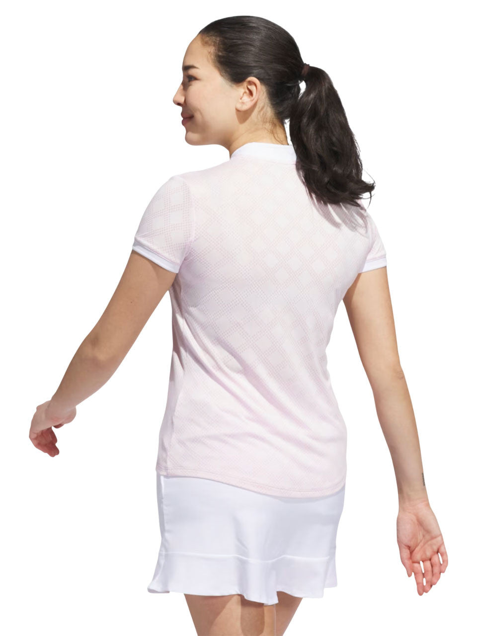 adidas Womens Ultimate365 Jacquard Short Sleeve Polo Shirt - Clear Pink