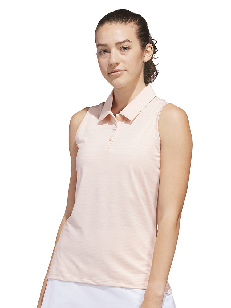 adidas Womens Ultimate365 Jacquard Sleeveless Polo - Blush Pink