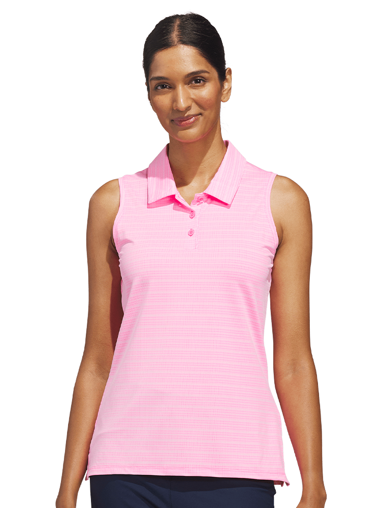 adidas Womens Ultimate365 Jacquard Sleeveless Polo - Lucid Pink