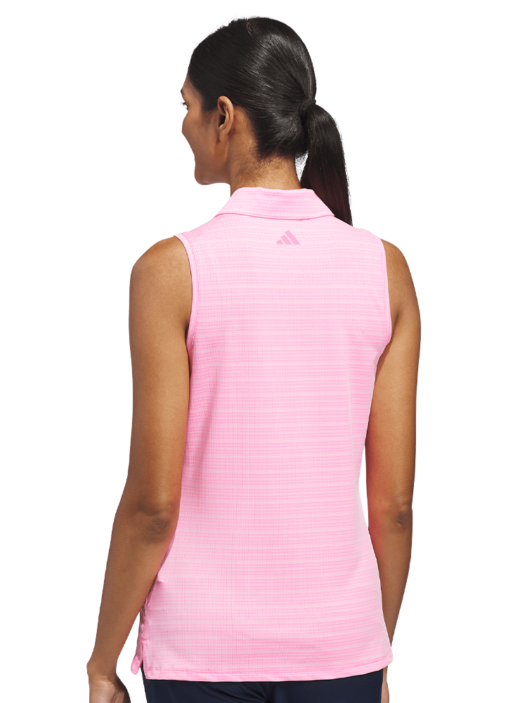 adidas Womens Ultimate365 Jacquard Sleeveless Polo - Lucid Pink