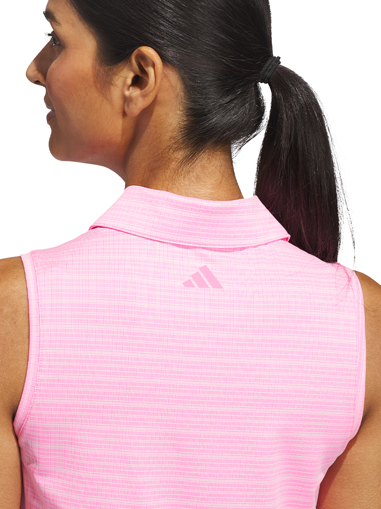 adidas Womens Ultimate365 Jacquard Sleeveless Polo - Lucid Pink