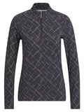 adidas Womens Ultimate365 Printed Quarter-Zip Mock Neck Top - Black
