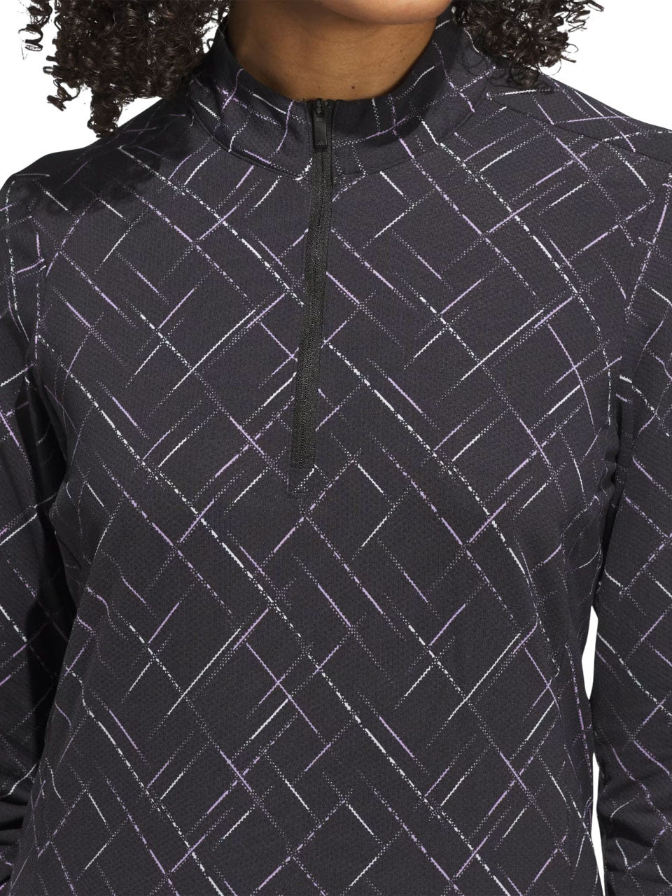 adidas Womens Ultimate365 Printed Quarter-Zip Mock Neck Top - Black