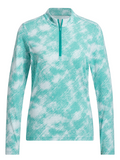 adidas Womens Ultimate365 Printed Quarter-Zip Mock Neck Top - Pure Teal