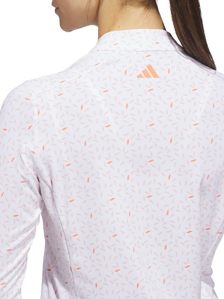 adidas Womens Ultimate365 Printed Quarter-Zip Mock - White/Blush Pink