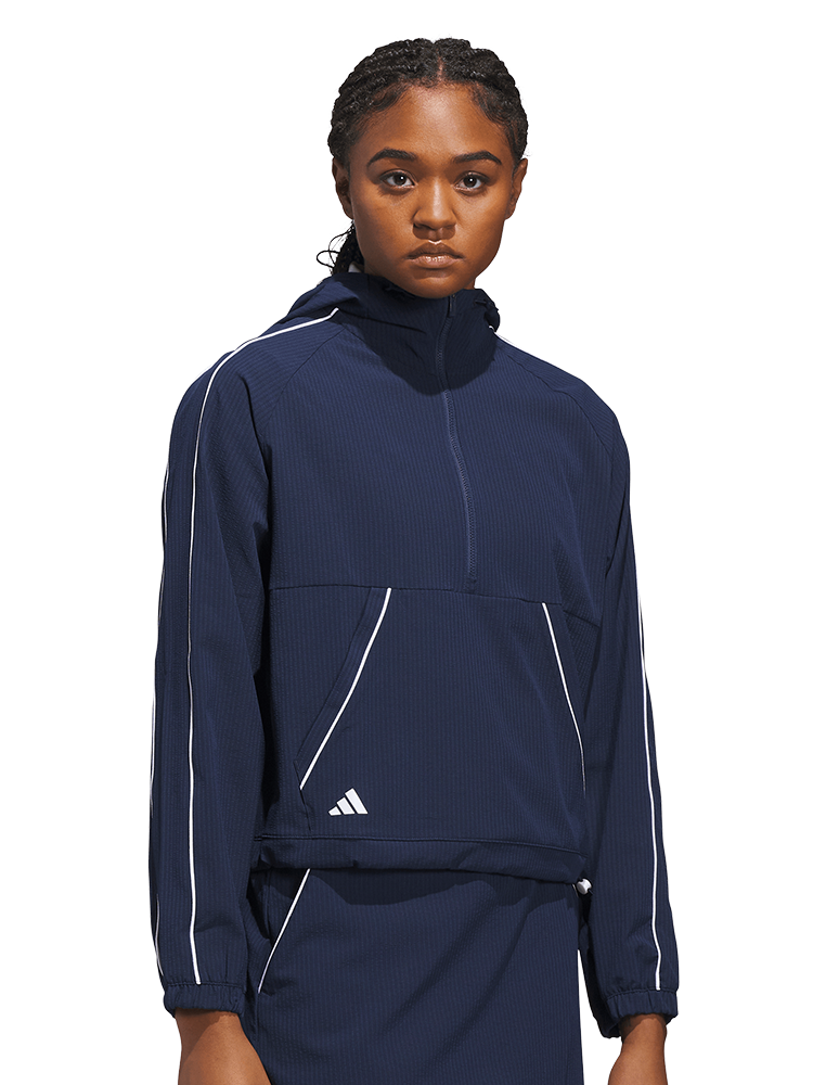 adidas Womens Ultimate365 Seersucker Quarter-Zip Jacket - Collegiate Navy
