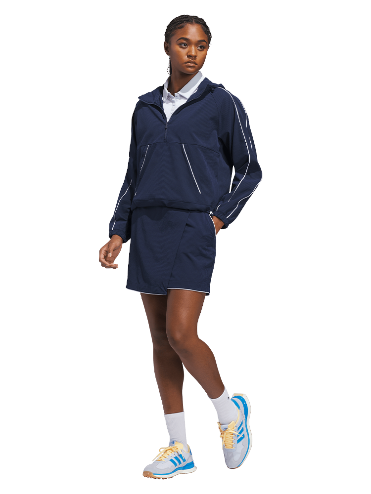 adidas Womens Ultimate365 Seersucker Quarter-Zip Jacket - Collegiate Navy