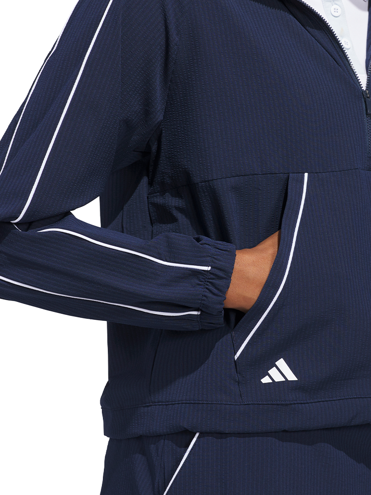 adidas Womens Ultimate365 Seersucker Quarter-Zip Jacket - Collegiate Navy