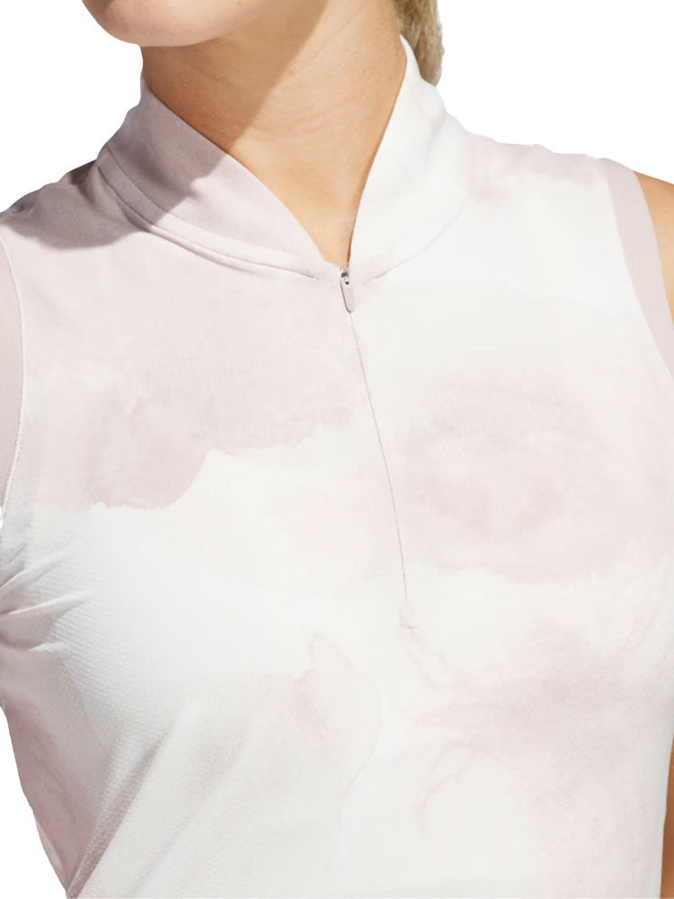 adidas Womens Ultimate365 Tour Sleeveless Polo Shirt - Wonder Taupe