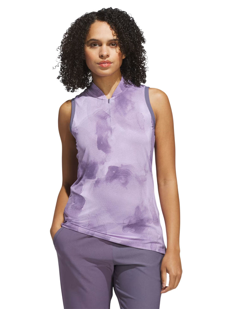 adidas Womens Ultimate365 Tour Sleeveless Polo Shirt - Preloved Violet