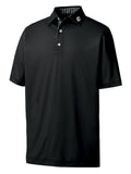 FootJoy Pique Solid Gingham Trim Golf Shirt (Athletic Fit) - Black