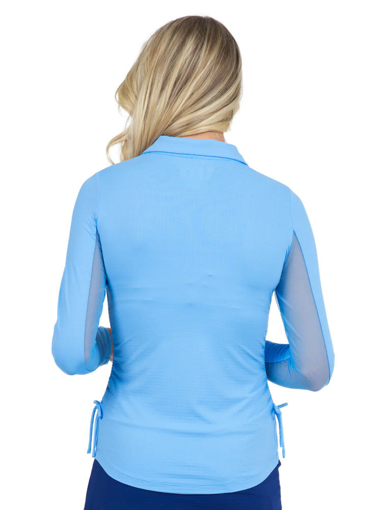 IBKUL Adjustable Long Sleeve Zip Polo - Peri