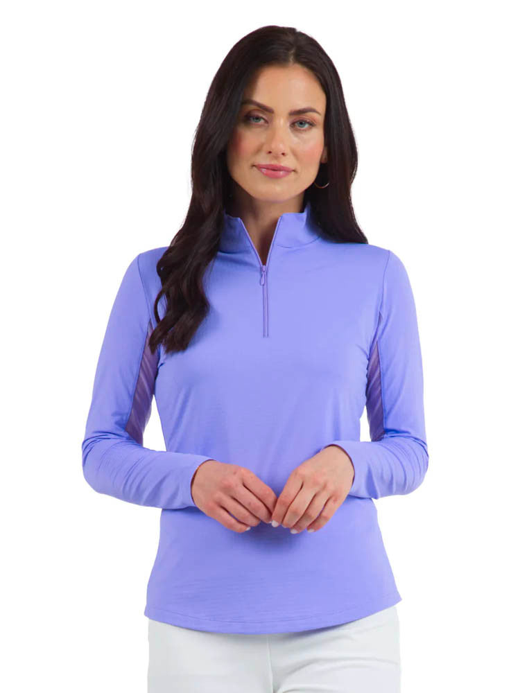 IBKUL Solid Long Sleeve Mock Neck Top - Lavender