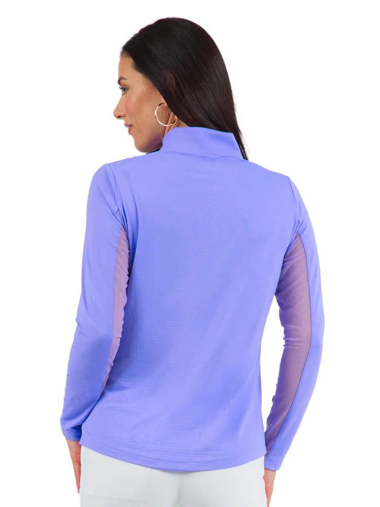 IBKUL Solid Long Sleeve Mock Neck Top - Lavender