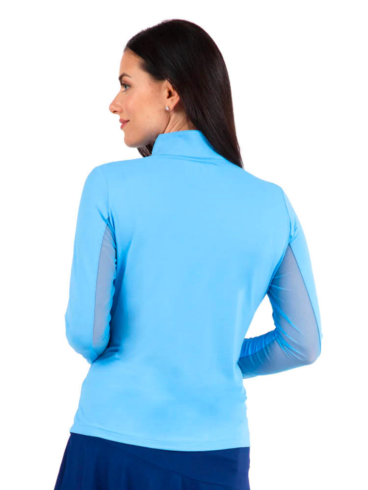IBKUL Solid Long Sleeve Mock Neck Top - Peri