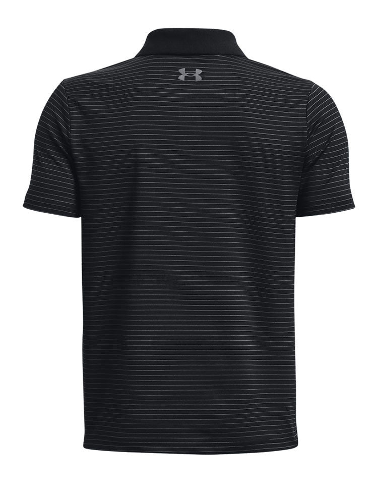 Under Armour JR Boys Matchplay Stripe Polo - Black/Pitch Grey